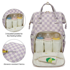 Dezcrab diaper backpack interior showing insulated bottle pockets for temperature control.