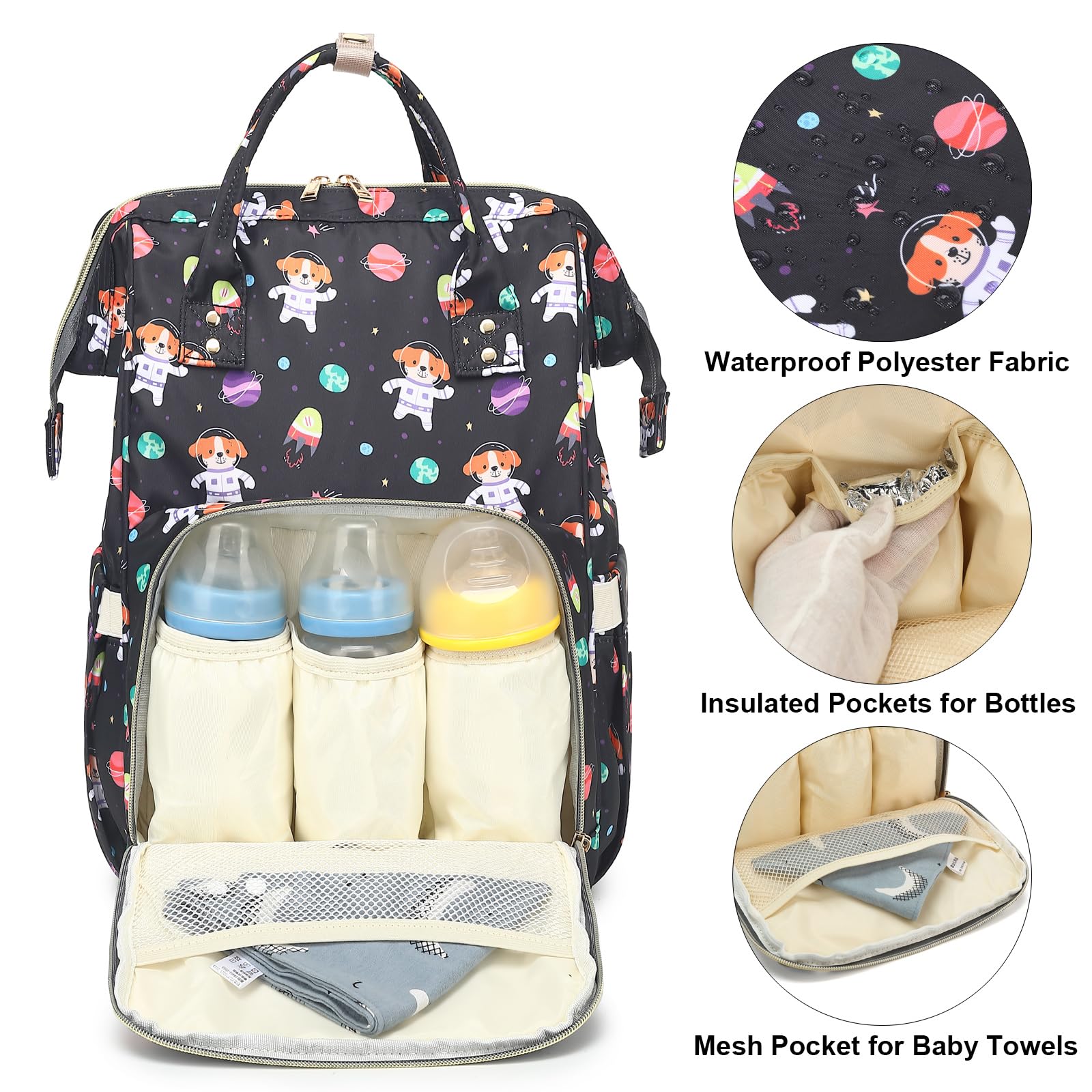 Dezcrab main compartment opens wide for easy access to baby essentials.