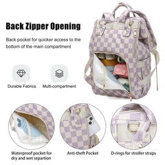 Dezcrab diaper backpack wide-opening main compartment for easy access to essentials.