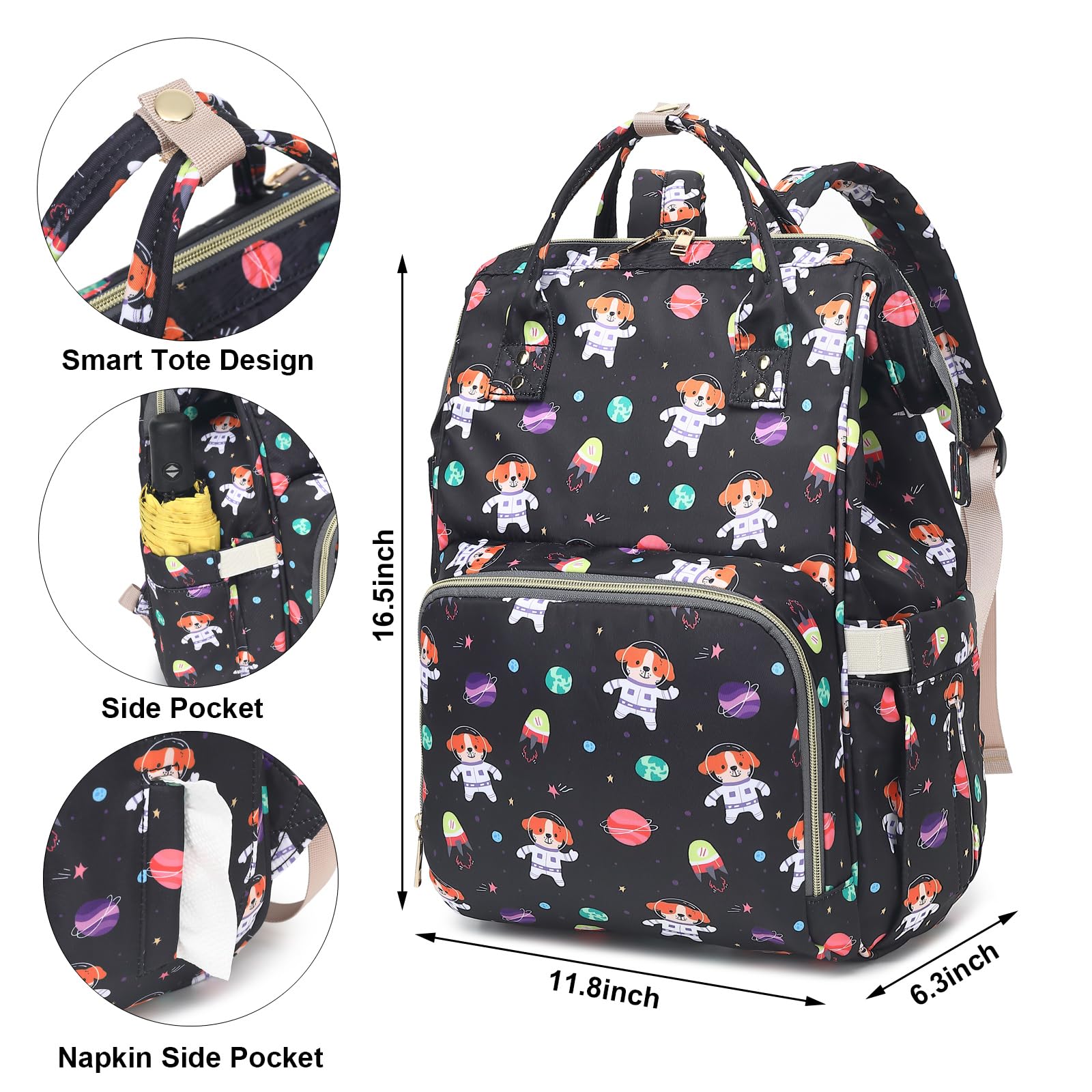 Side pockets offer quick access to wipes, bottles, or snacks.