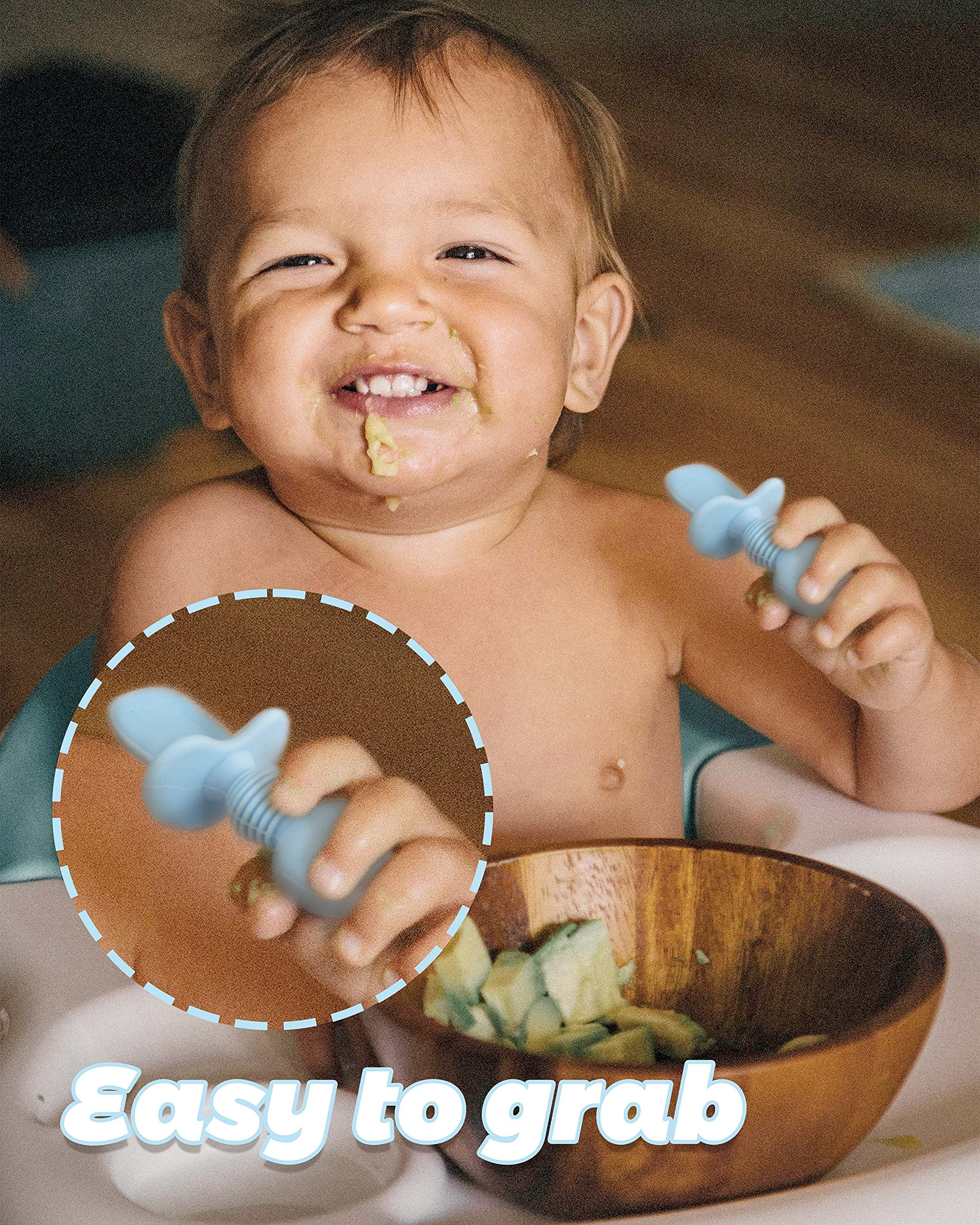DF DUALFERV durable silicone baby utensils ideal for learning to eat independently