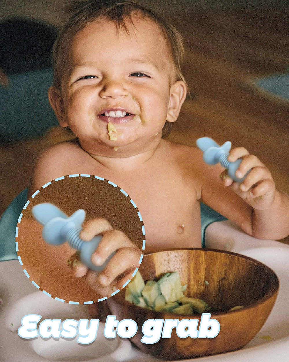 DF DUALFERV durable silicone baby utensils ideal for learning to eat independently