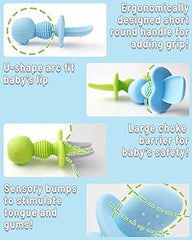 DF DUALFERV baby spoon closeup shows soft, skin-friendly silicone material