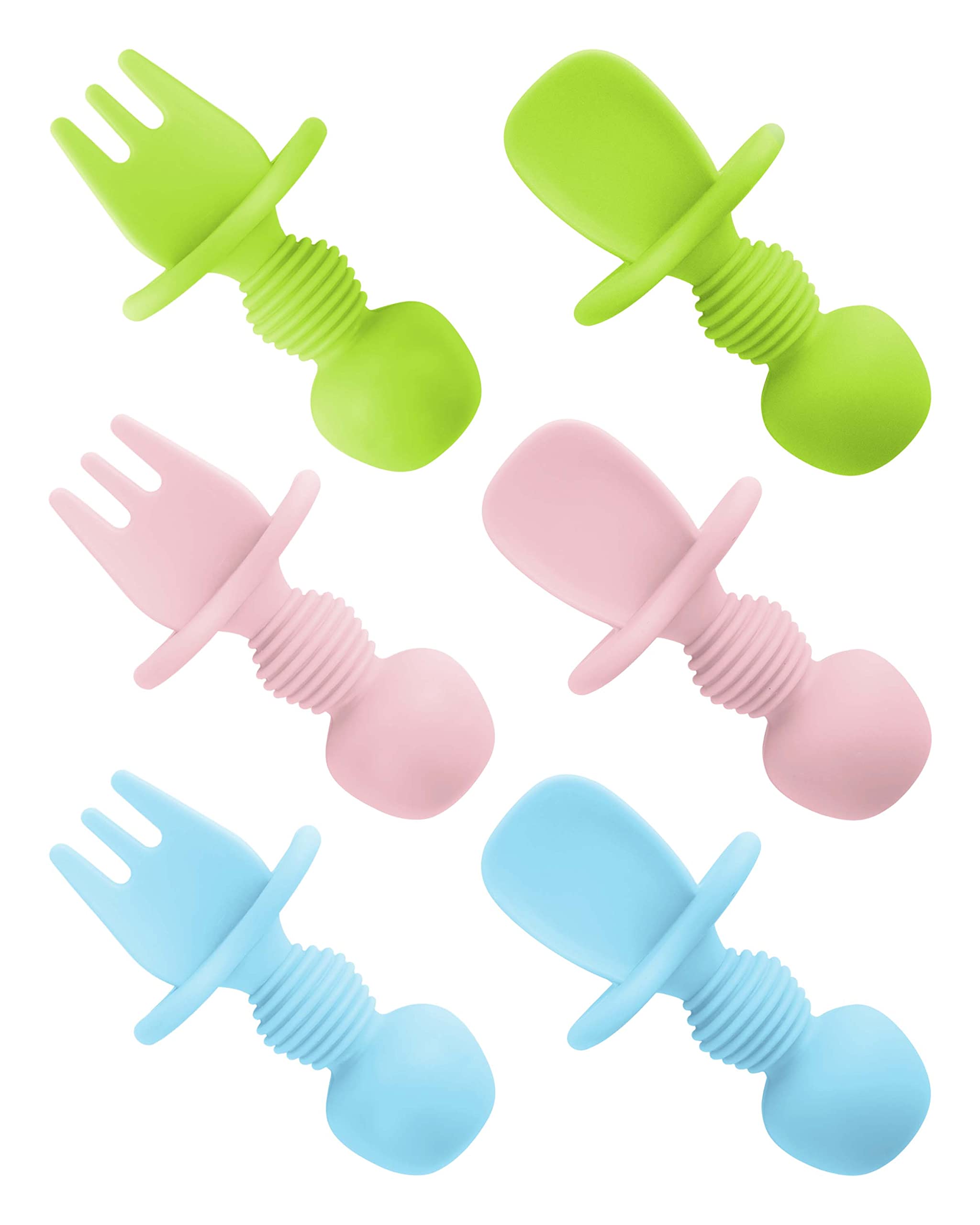 DF DUALFERV silicone baby spoons 6 pcs in three colors for easy self-feeding practice