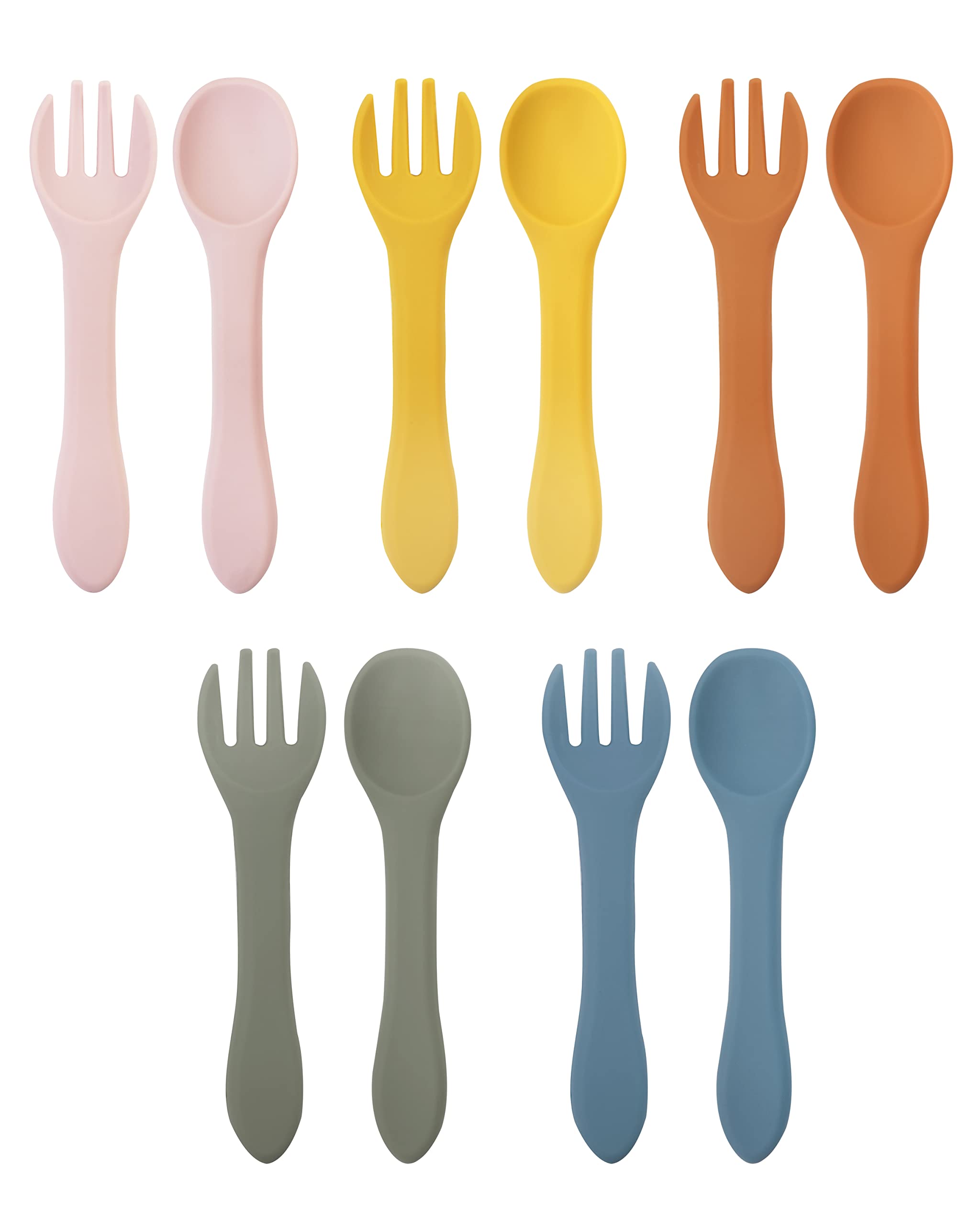 DF DUALFERV silicone baby spoons with gentle self-feeding design and comfortable grip
