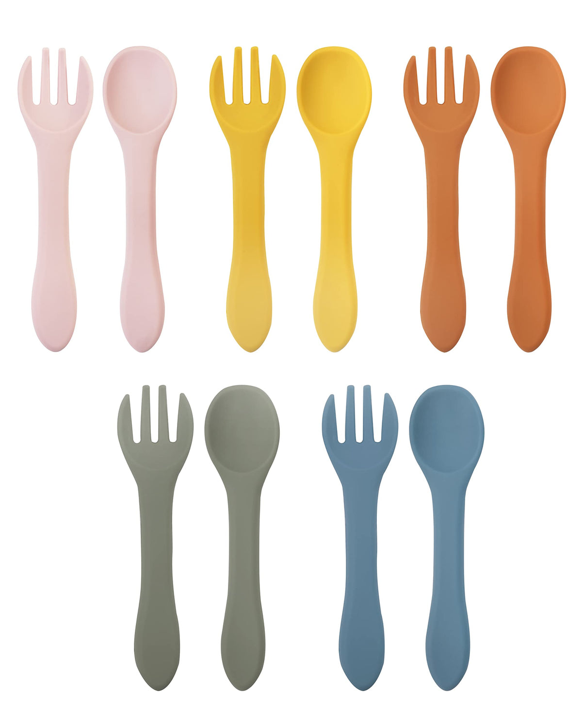 DF DUALFERV silicone baby spoons with gentle self-feeding design and comfortable grip