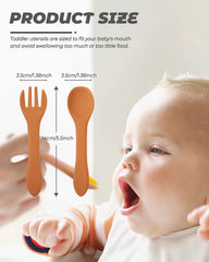 DF DUALFERV baby utensils color set in soft hues for everyday meals