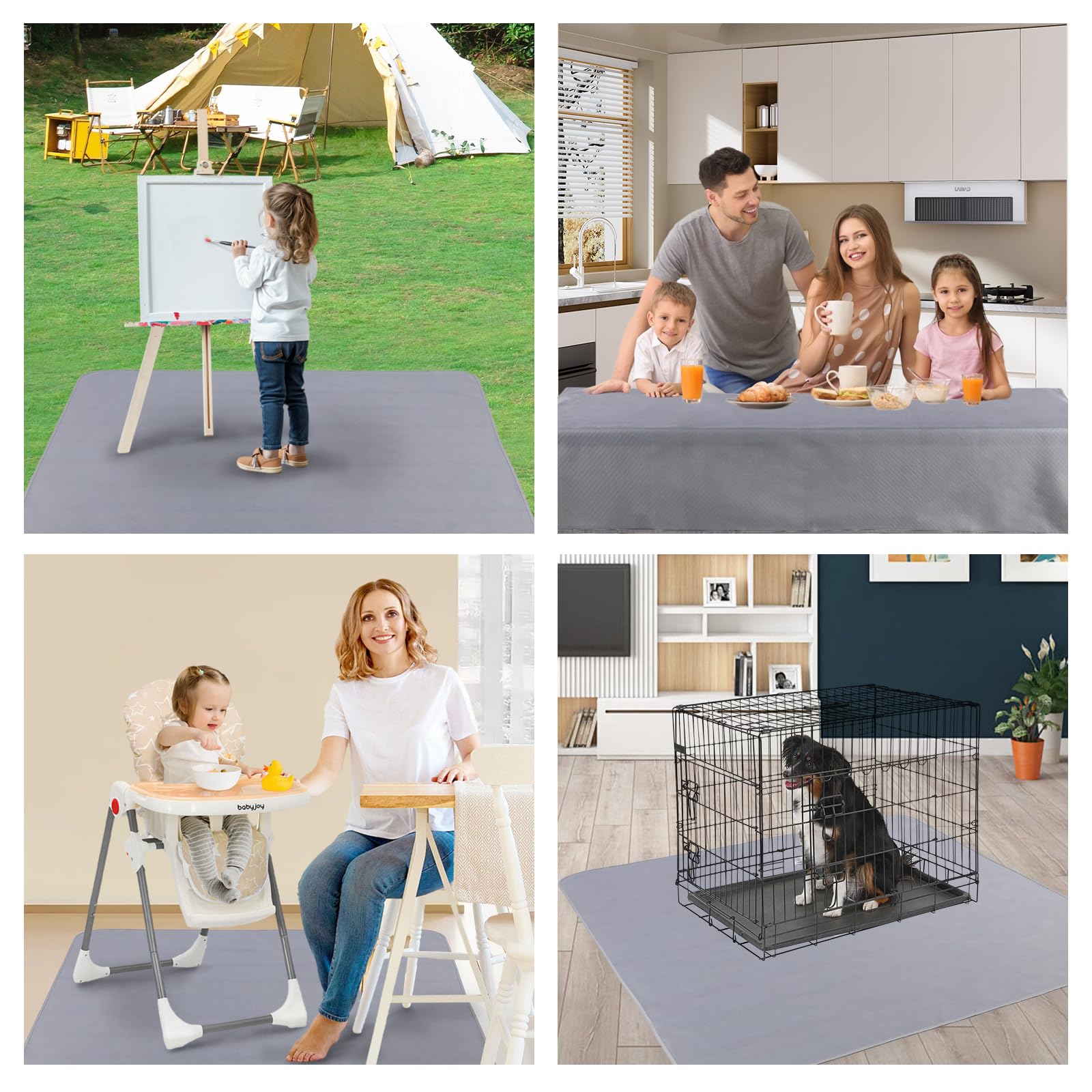 DFHY Splat Mat floor protector under toddler table.