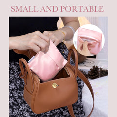 DGAZ open-view silk bag shows organized interior for tampons, pads, and liners.