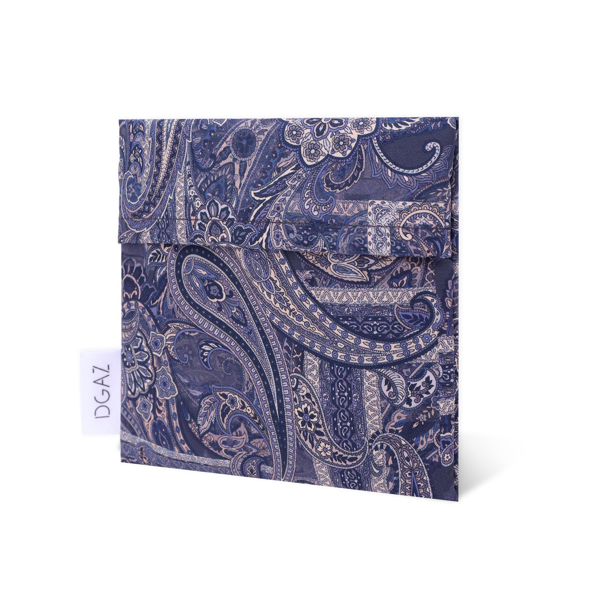 DGAZ sanitary napkin storage bag in blue paisley pattern, discreet and portable.