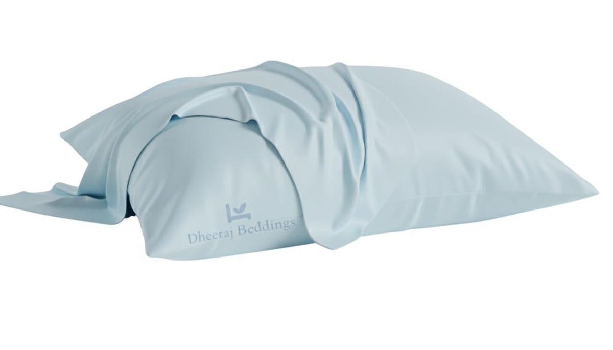 Dheeraj Beddings toddler pillow cover in light blue, ultra-soft Egyptian cotton for comfortable sleep