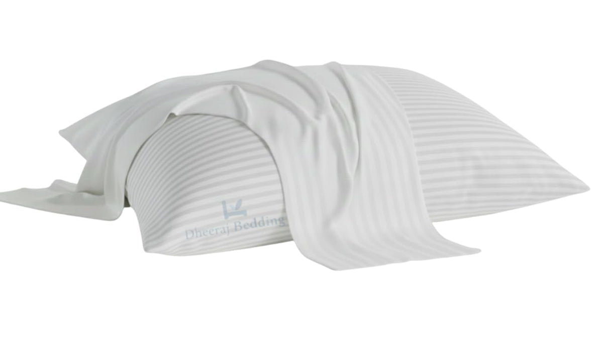 Dheeraj Beddings toddler travel pillow case in white striped 14x20, soft Egyptian cotton for gentle sleep