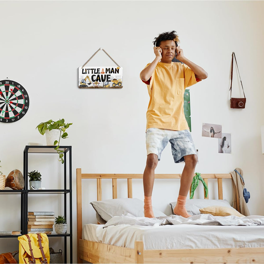 DHKG Little Man Cave sign rope hanging demonstrates easy wall mounting