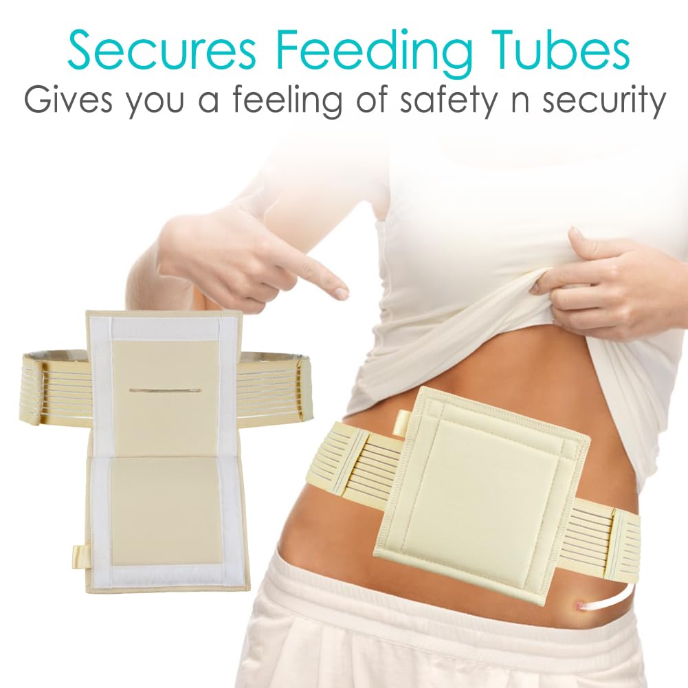 DiaBelt large-pouch g-tube belt secures tubing and valve accessories.