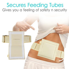 DiaBelt PD tube holder with soft cotton lining reduces skin irritation.
