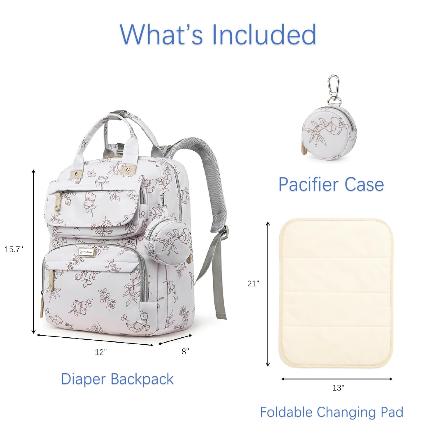 Diaper Bag Backpack fits a 14-inch laptop along with daily essentials