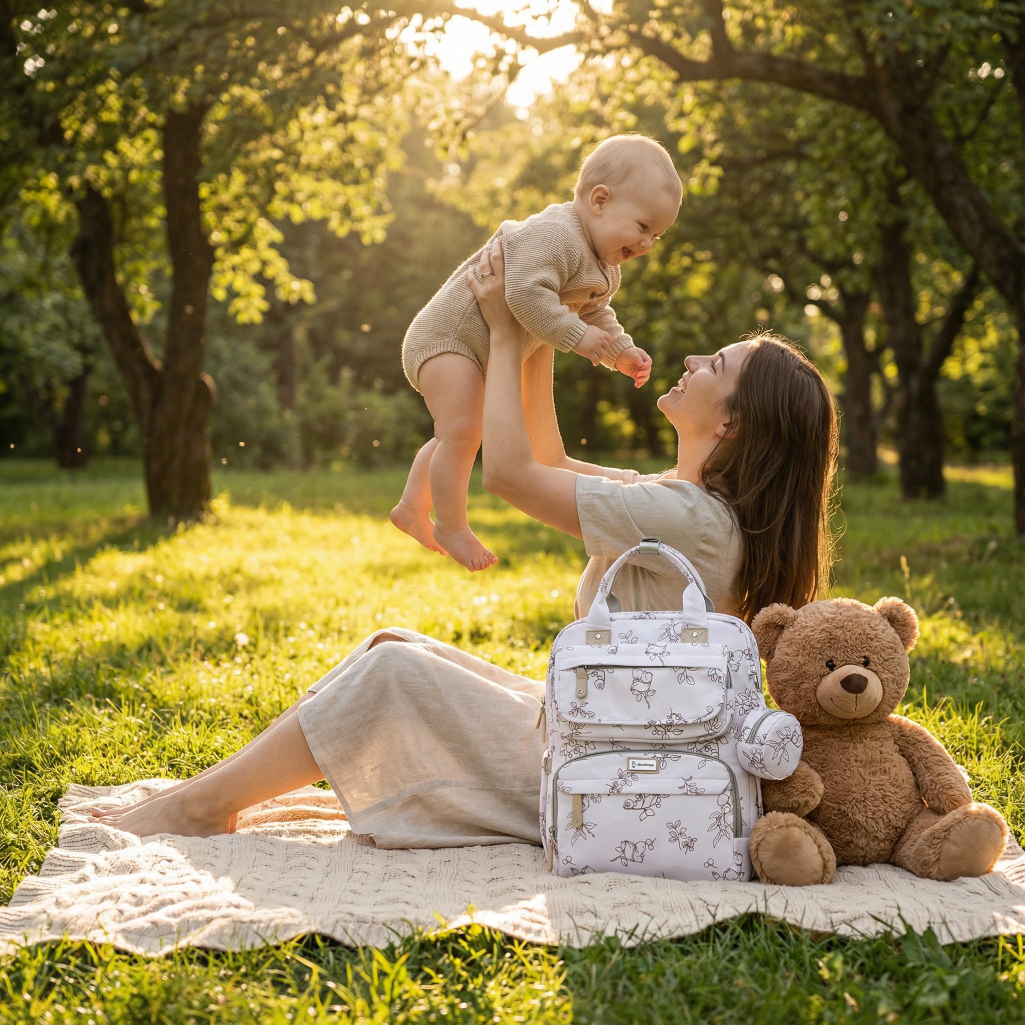 Diaper Bag Backpack waterproof Oxford fabric highlighting durability and cleanability