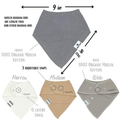 Diaper Squad bibs with adjustable snaps suit 0–36 months.