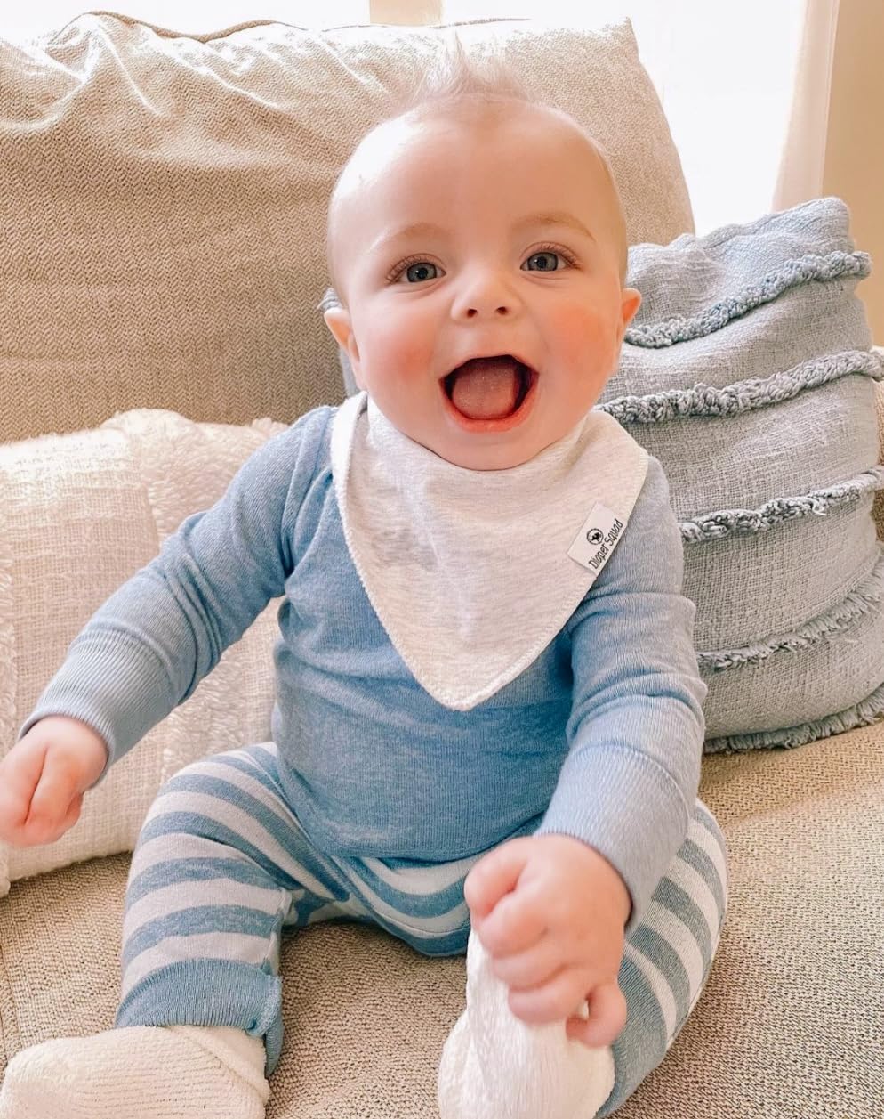 Diaper Squad bibs use hypoallergenic materials safe for sensitive skin during feeding and teething.