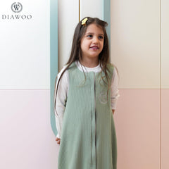 Merino wool and organic cotton outer in Olive Dew for soft comfort