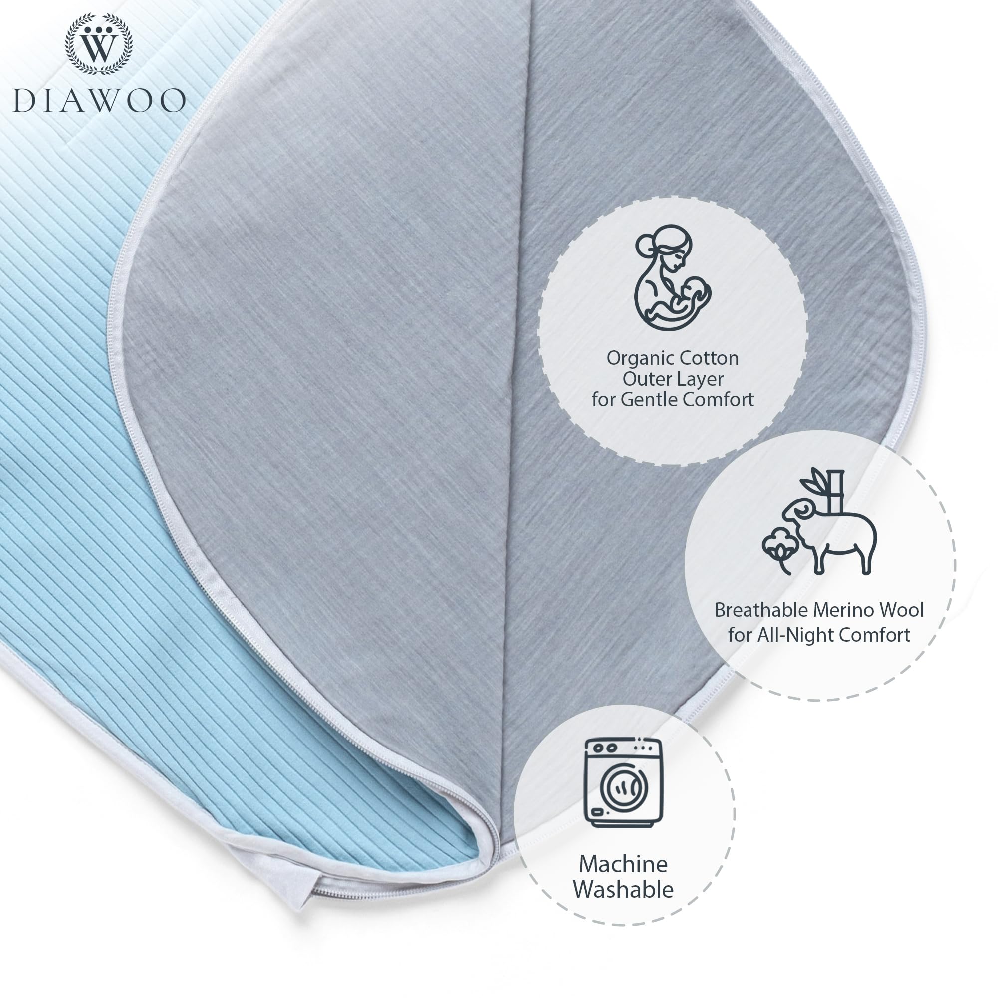 Diawoo sleep sack displayed in stroller for on-the-go comfort.