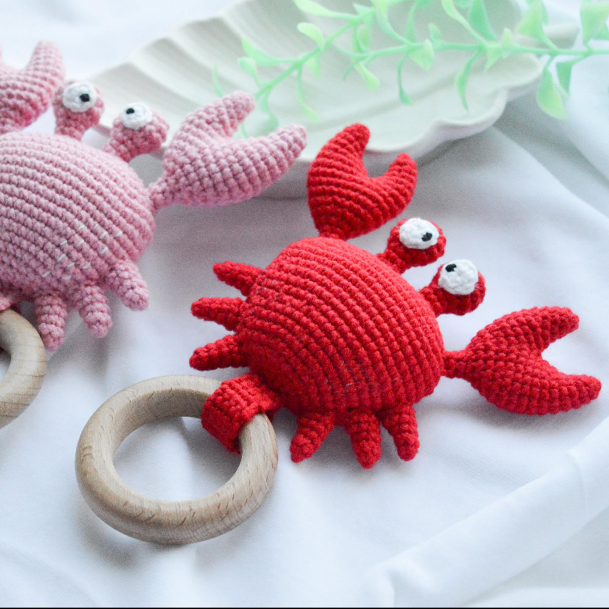 DICHA crochet rattle with light bell sound engages early listening.