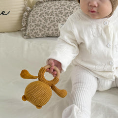 DICHA beech teething ring integrated into crochet rattle for gums