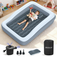DICOLIN inflatable toddler bed with safety bumper for secure travel sleep
