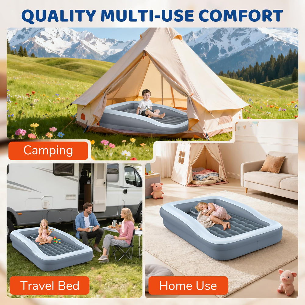 DICOLIN bed featuring a rapid pump inflates in seconds for quick setup