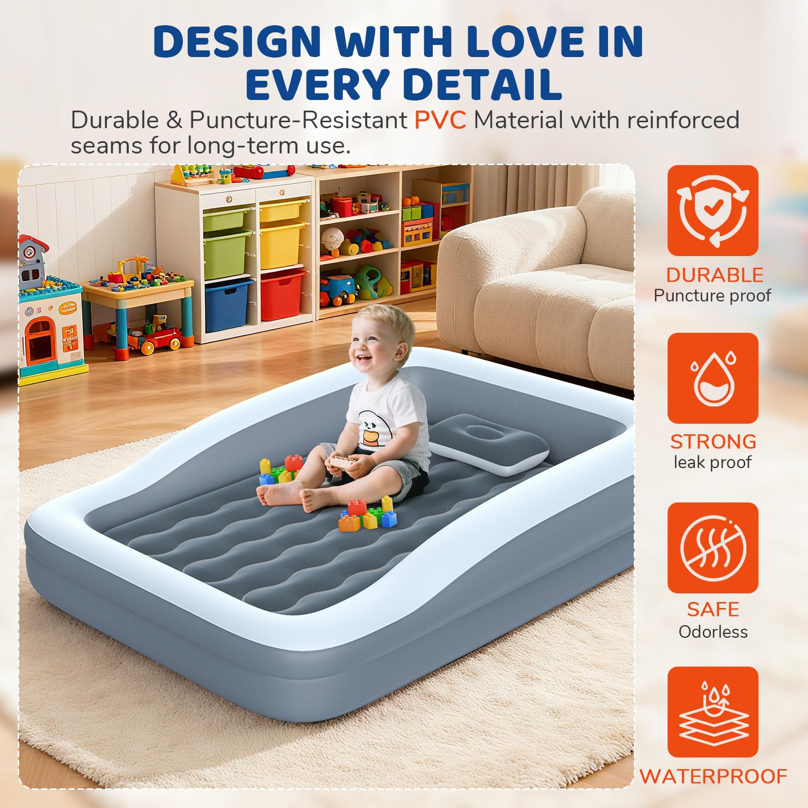 DICOLIN portable bed shown in hotel or camping setup for family travel