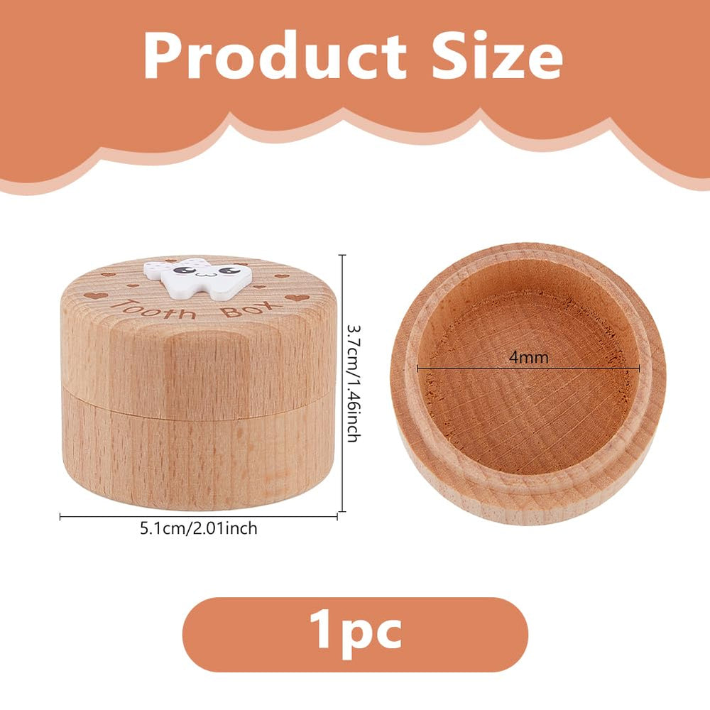 DICOSMETIC wooden tooth box with heart carving adds charm to baby keepsakes.