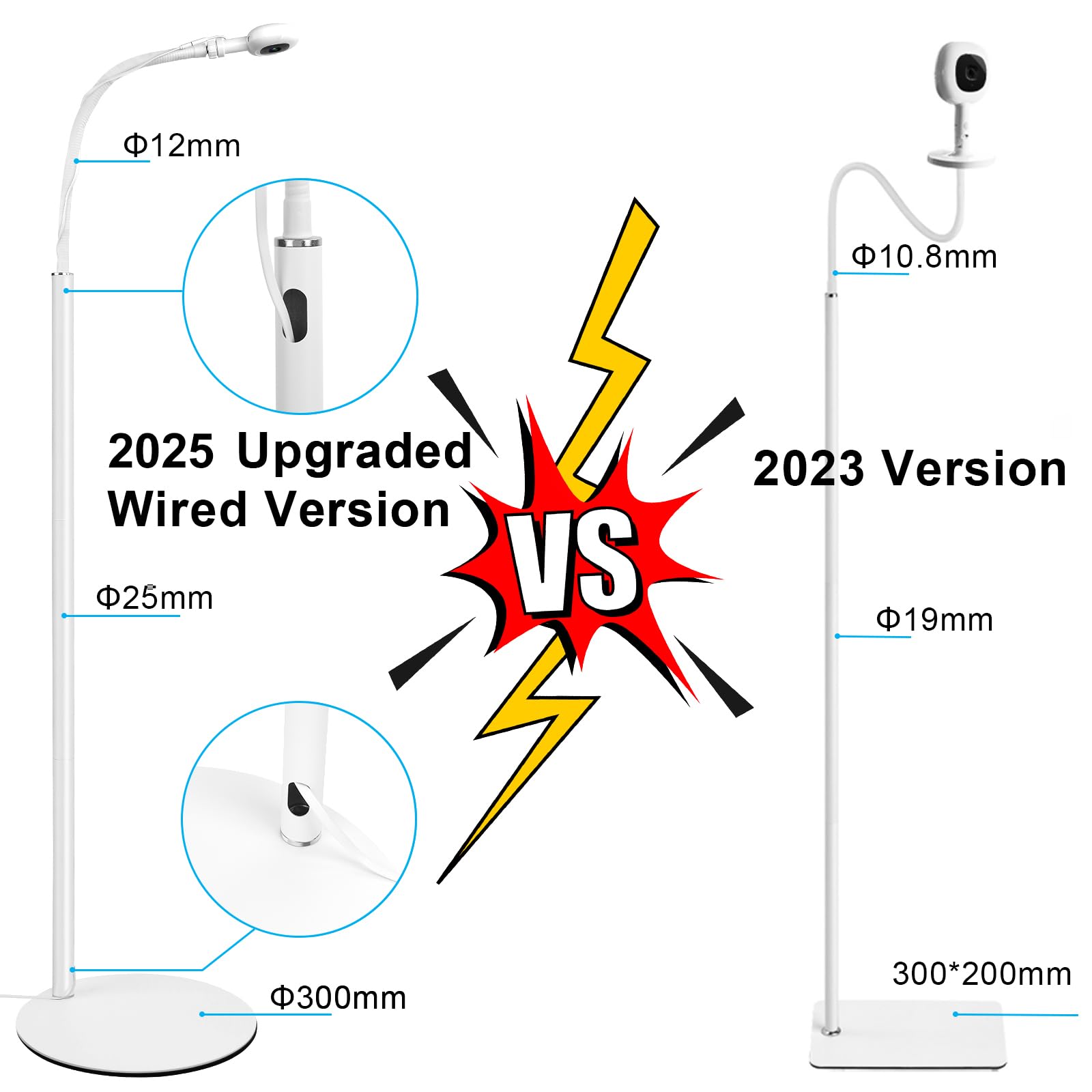 Didalo floor stand height adjustment lets you set optimal viewing height.