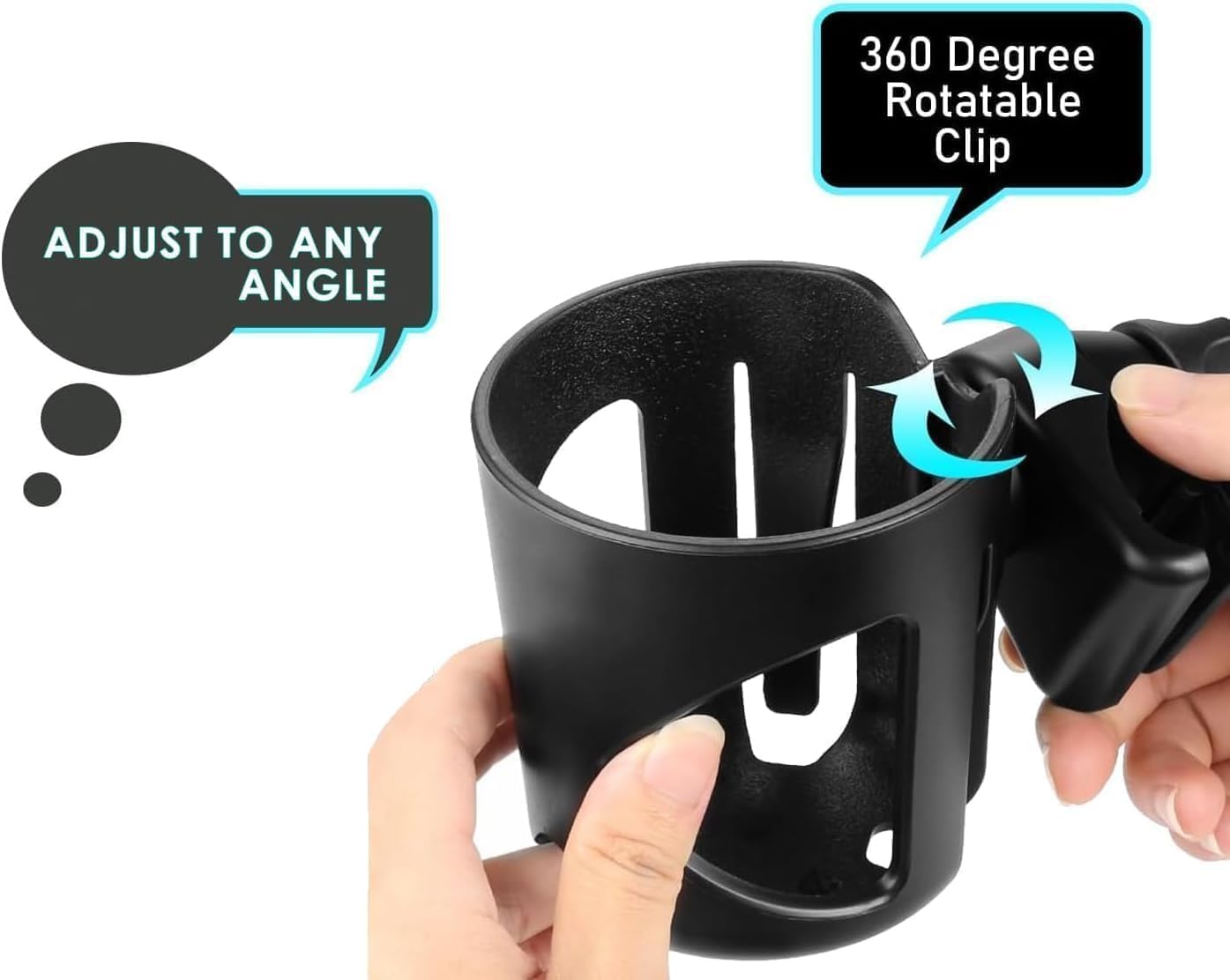 Digital Nc 360°-rotatable cup holder fits 0.55–1.7 inch bars securely.