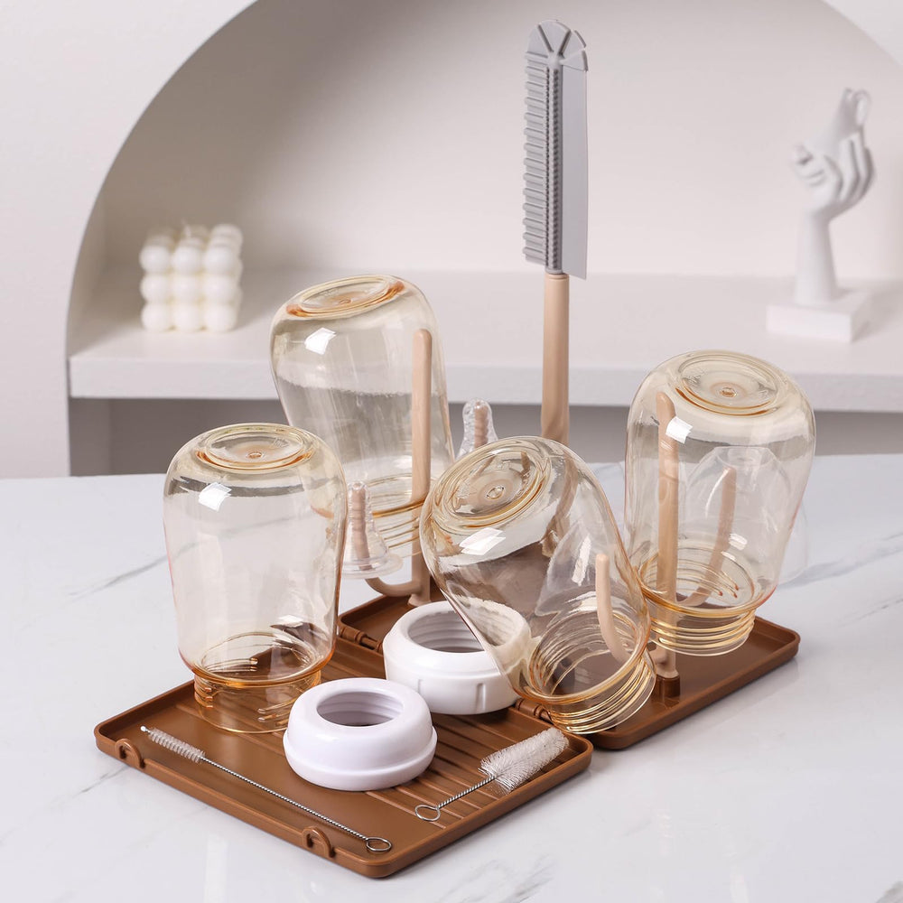 DIJIAMEIYA bottle-drying-rack in coffee color with foldable design for easy storage