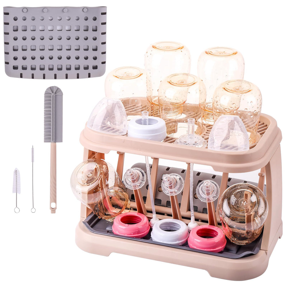 DIJIAMEIYA baby bottle drying rack with pink lotus root keeps bottles organized for air drying