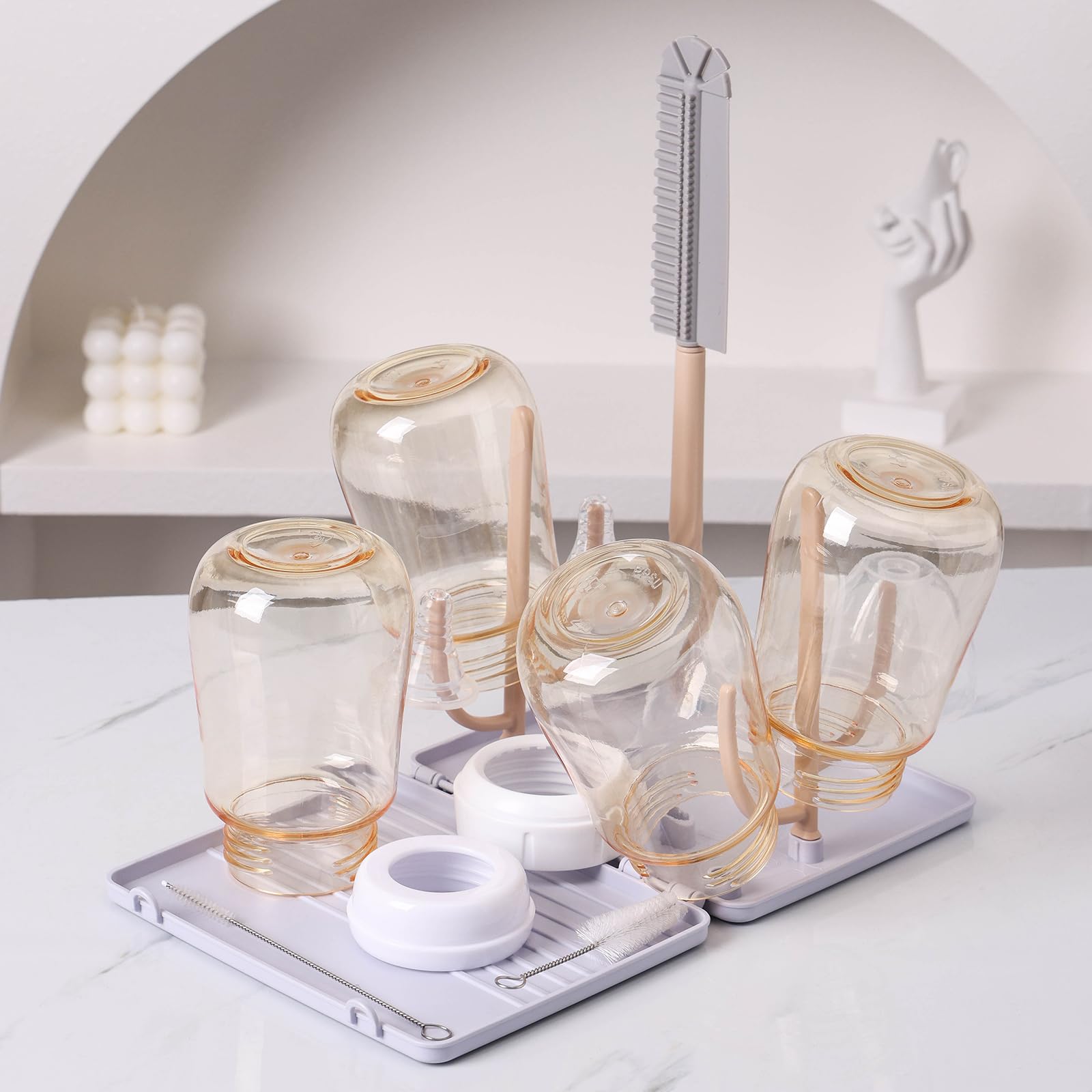 DIJIAMEIYA bottle drying rack travel setup showing compact, portable drying on the go