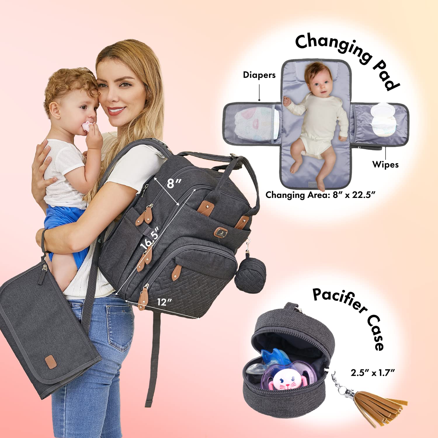 Dikaslon ergonomic back panel and padded straps for comfortable all-day carrying