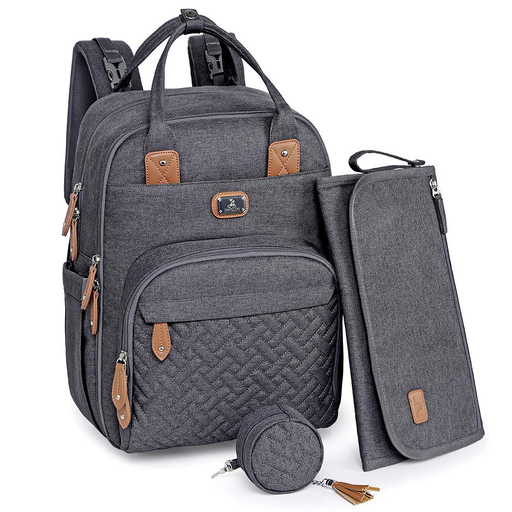 Dikaslon diaper bag backpack front view showing spacious storage and easy grab handles