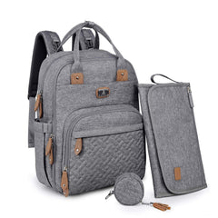Dikaslon gray diaper bag backpack with changing pad for on-the-go baby care