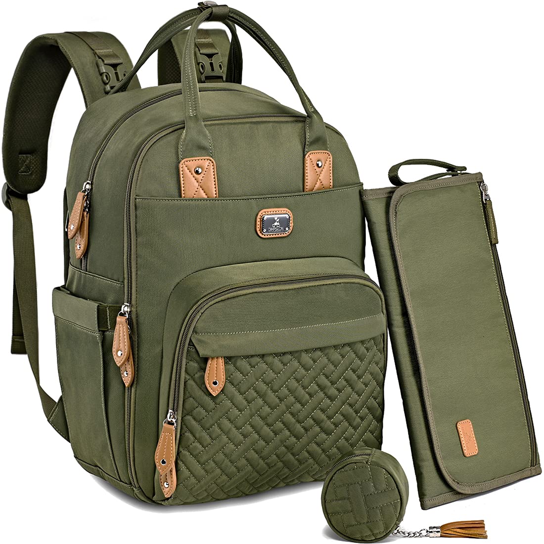 Dikaslon diaper bag backpack with portable changing pad for quick on-the-go changes