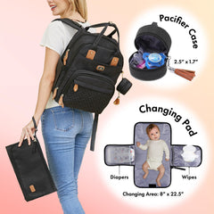Dikaslon diaper bag backpack with portable changing pad for on-the-go changes.
