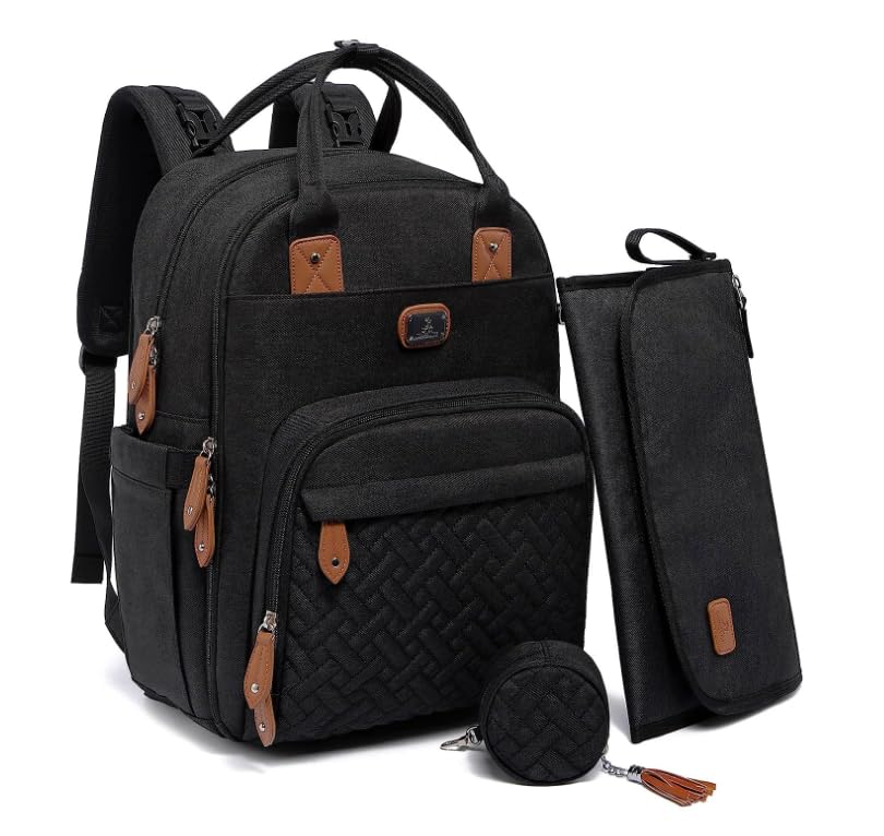 Dikaslon diaper bag backpack stroller straps for hands-free hanging anywhere.