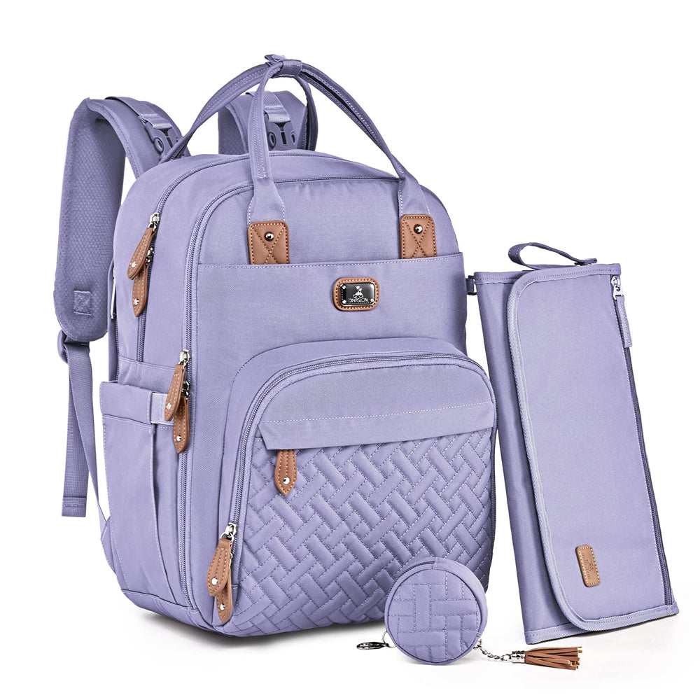 Dikaslon diaper bag backpack with changing pad and organized pockets for on-the-go care.
