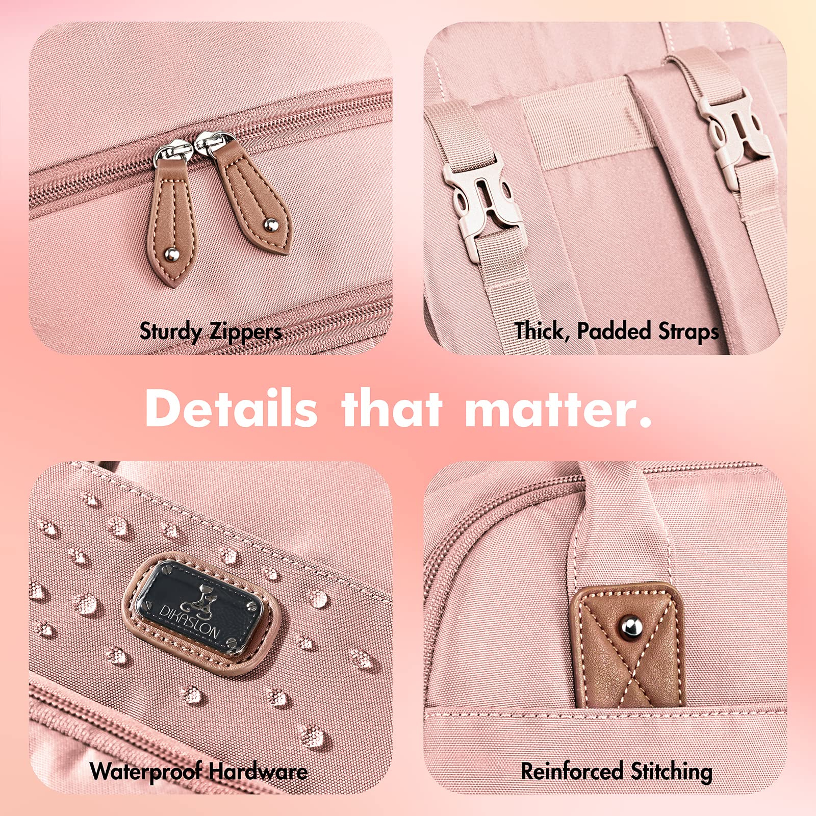 Dikaslon insulated pockets keep bottles warm or cool on strolls.