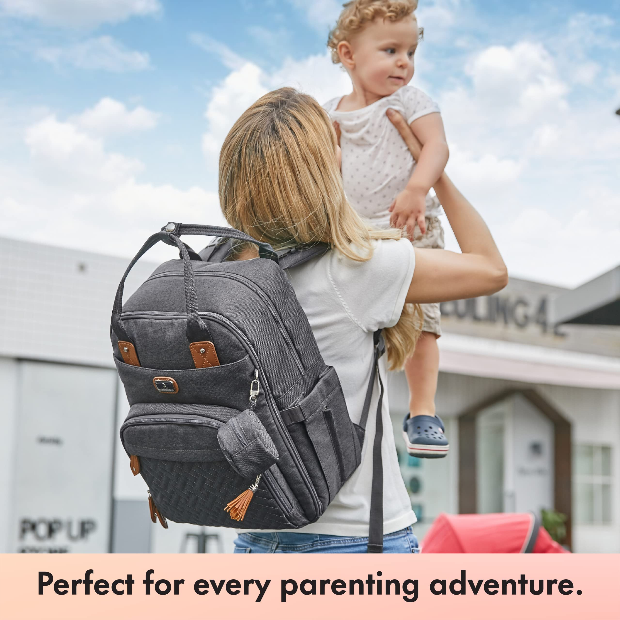 Dikaslon stroller straps enable hands-free hanging from any stroller