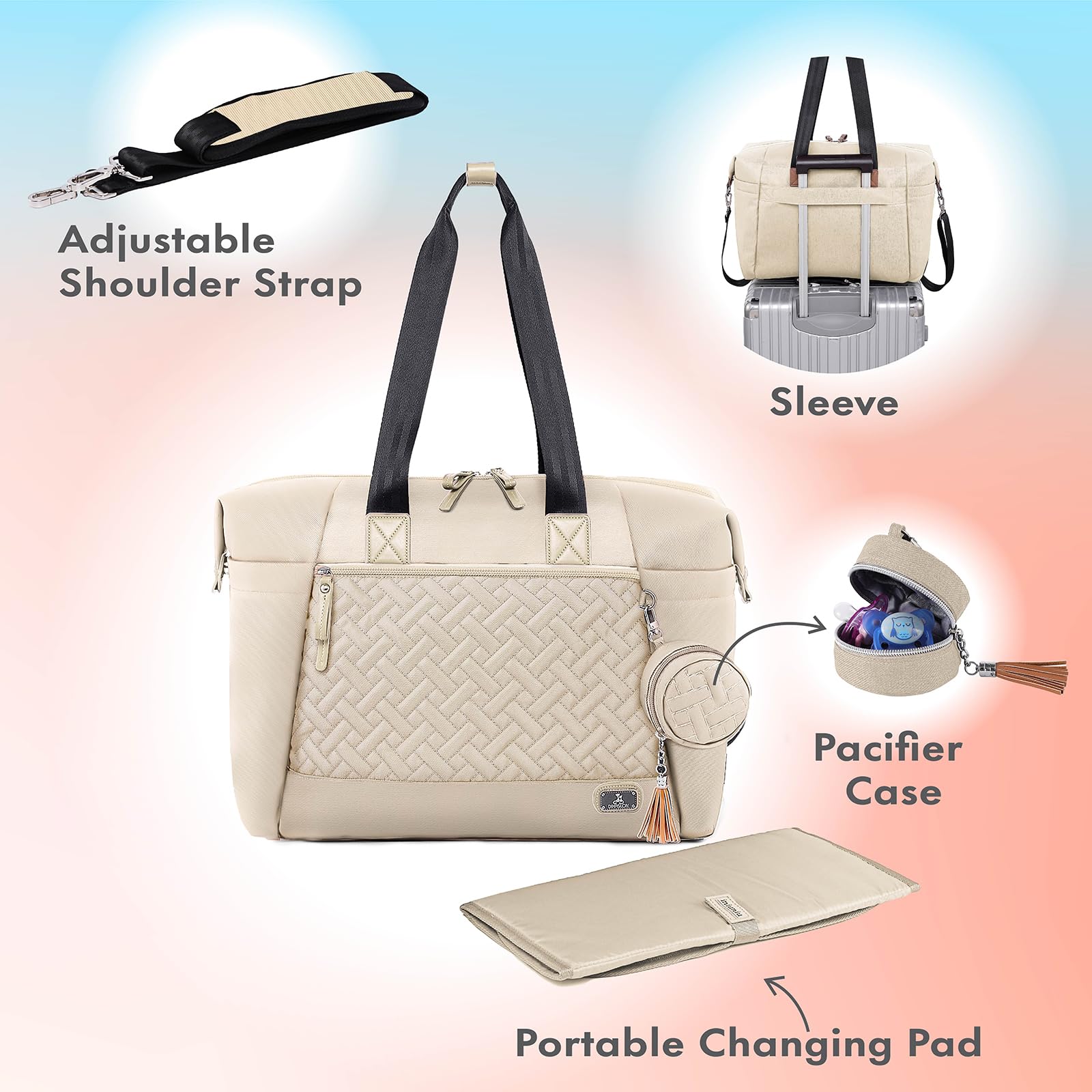 Dikaslon diaper bag tote changing pad for comfortable diaper changes anywhere