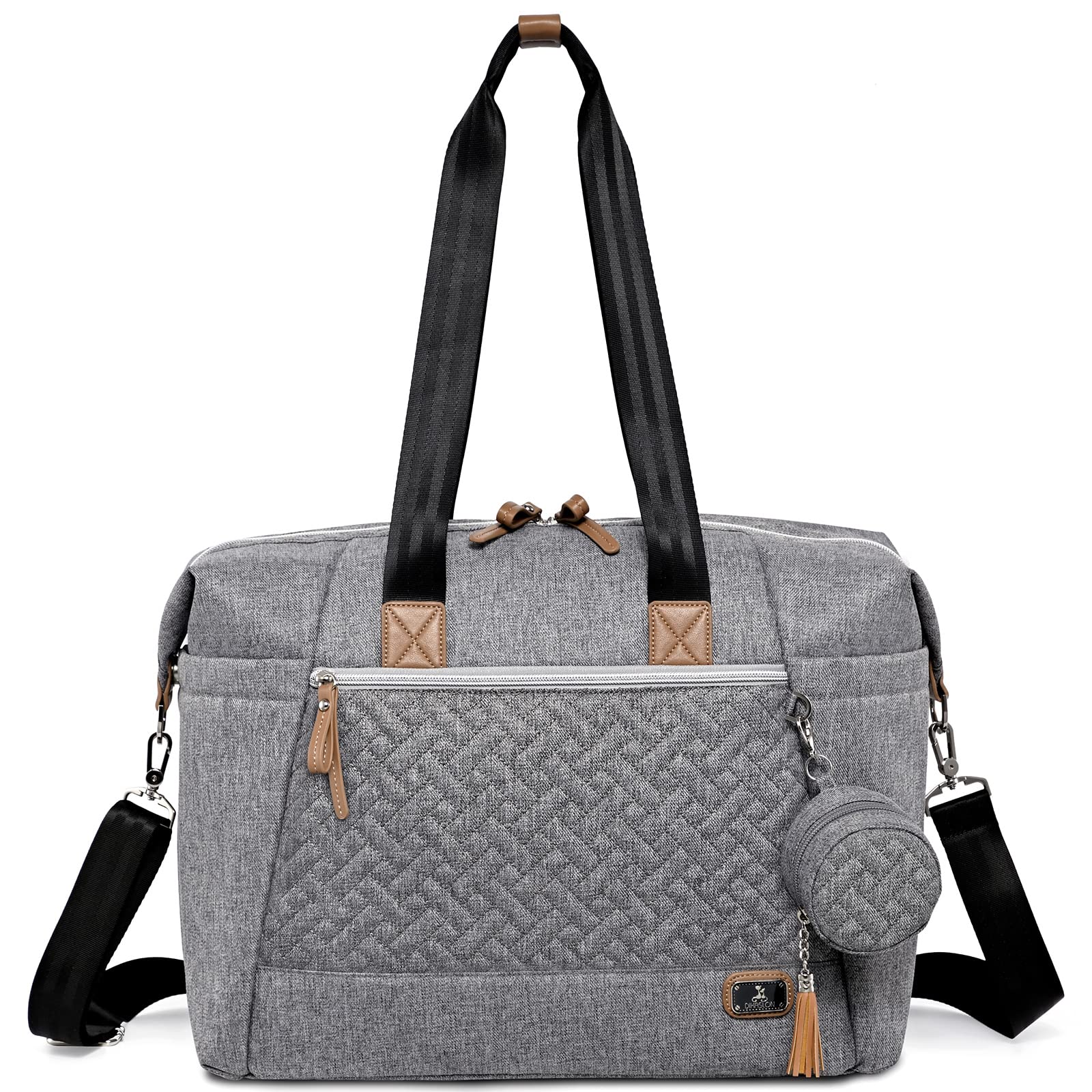 Dikaslon diaper bag tote gray front pocket for quick essentials on the go