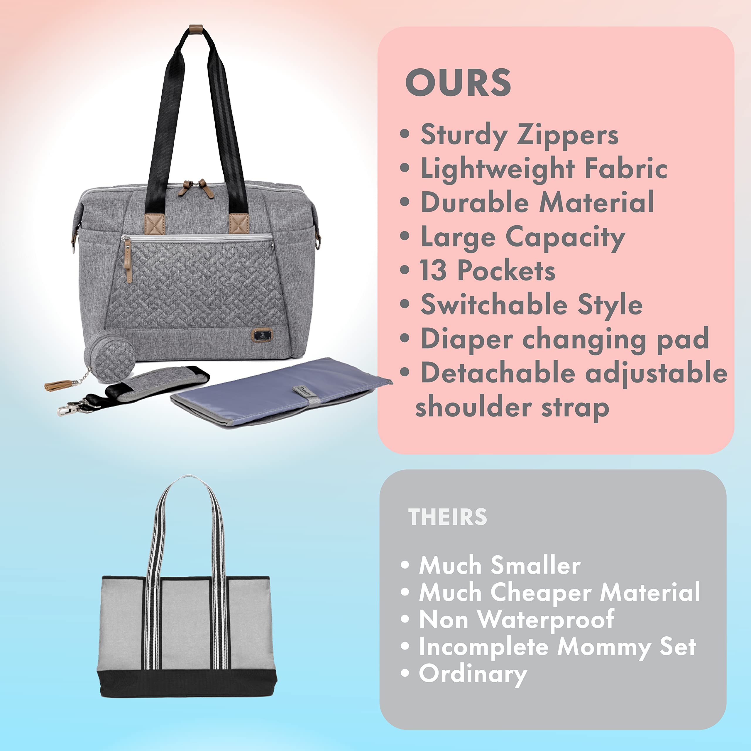 Dikaslon diaper bag tote gray luggage sleeve for secure airport travel