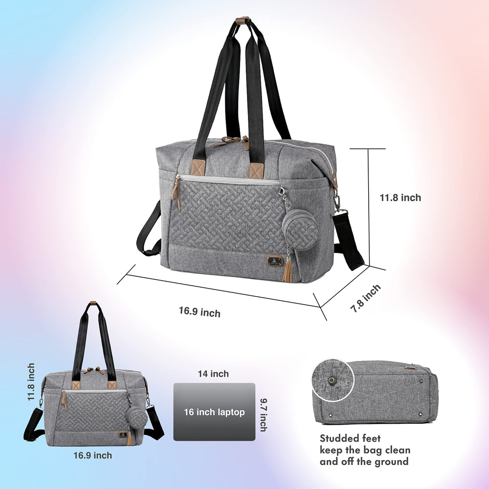 Dikaslon diaper bag tote gray messenger strap for hands-free travel