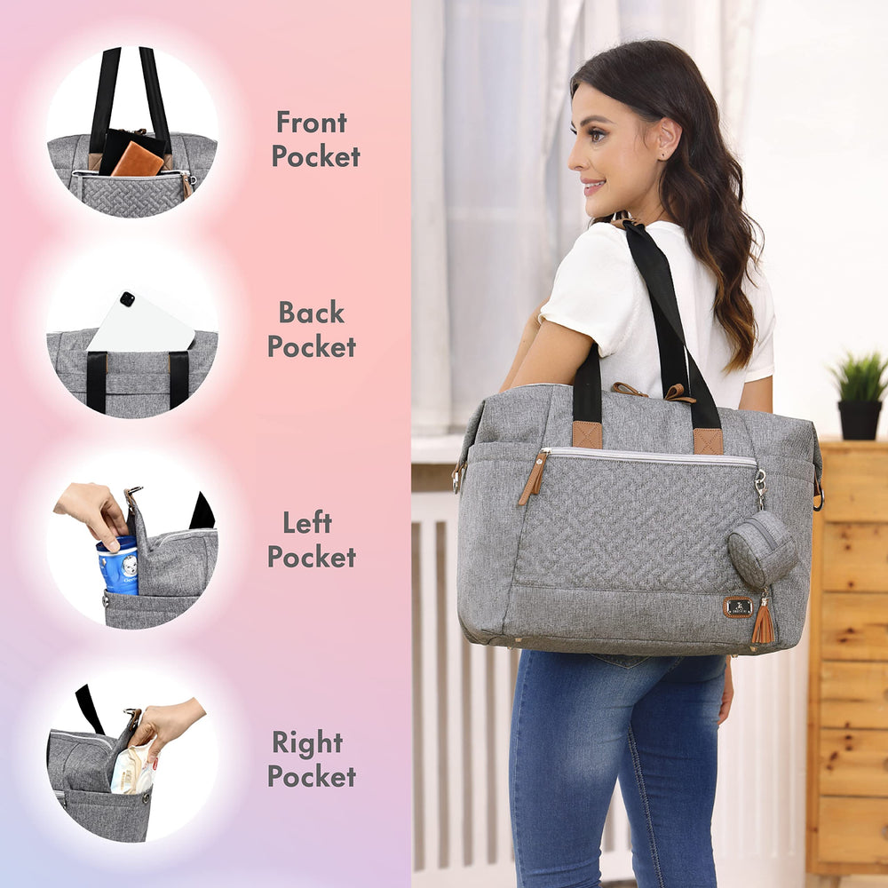 Dikaslon diaper bag tote gray pacifier case keeps essentials organized